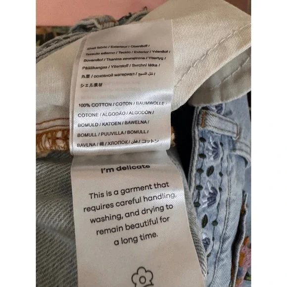 Farm Rio Denim Blue Summer Garden Embroidered Denim Shorts - Picture 7 of 7